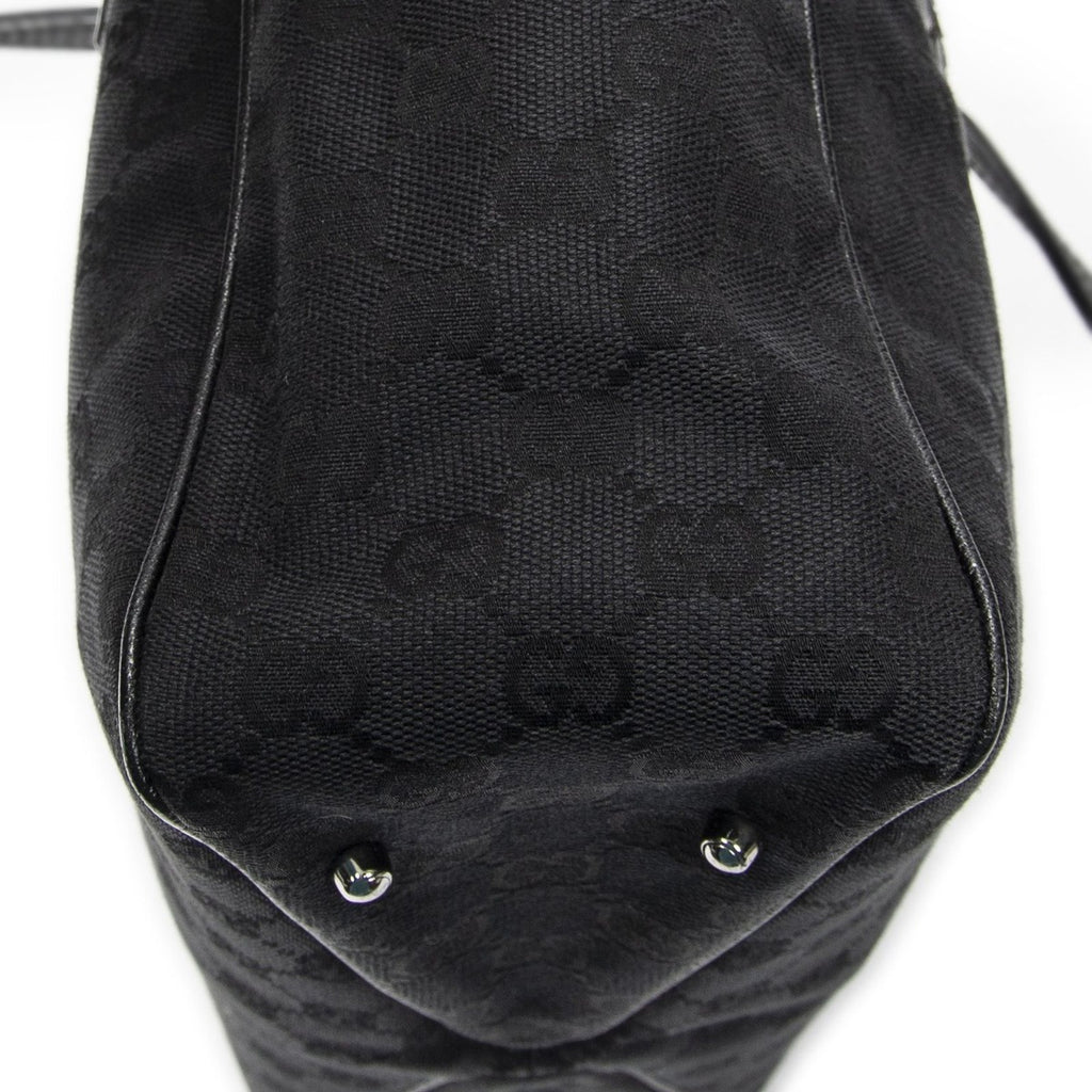 Gucci Small Shoulder Tote Black GG Canvas — view 8