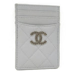 Chanel Card Case Coco Marc Caviar Leather Ice Blue Ap3835