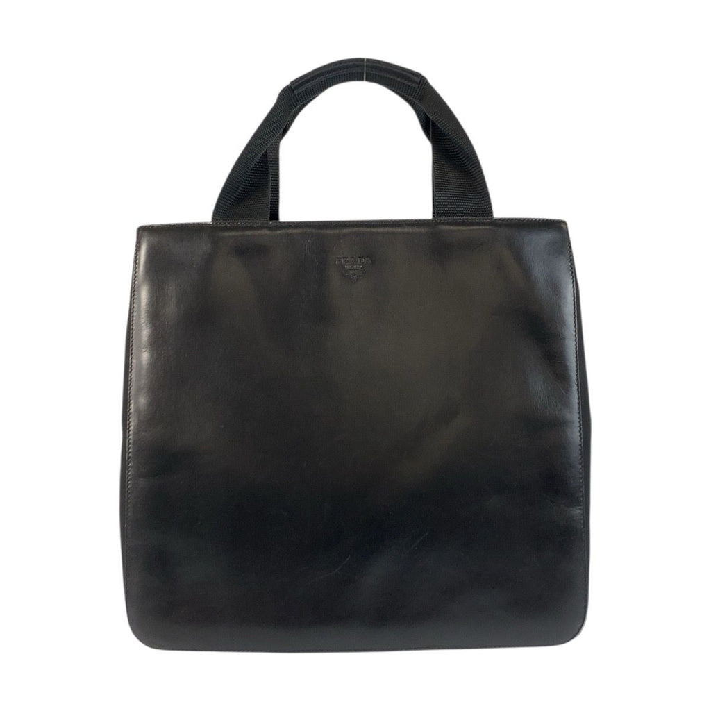 Prada Tessuto Black Silver Leather Nylon Tote
