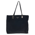 Prada Tessuto Black Silver Nylon Leather Tote