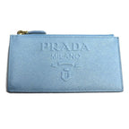 Prada Saffiano Embossed Logo Fragment Case Card Light Blue 1 Mc079 Coin — view 2