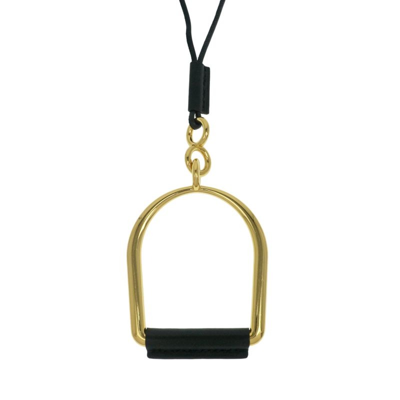 Hermes Esquettle Etrier GM Necklace Pendant Black Gold Hardware