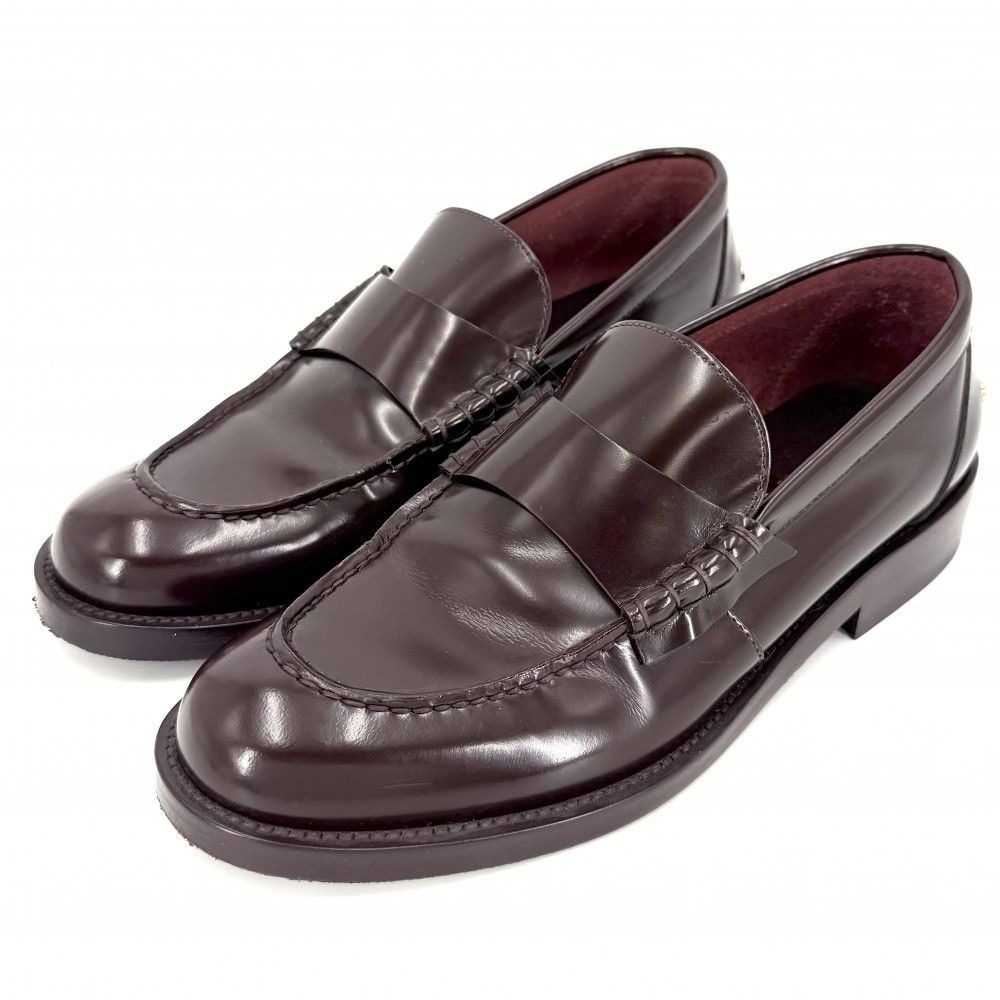 Chanel Loafers Logo CC Shoes 37c Leather Brown Gold