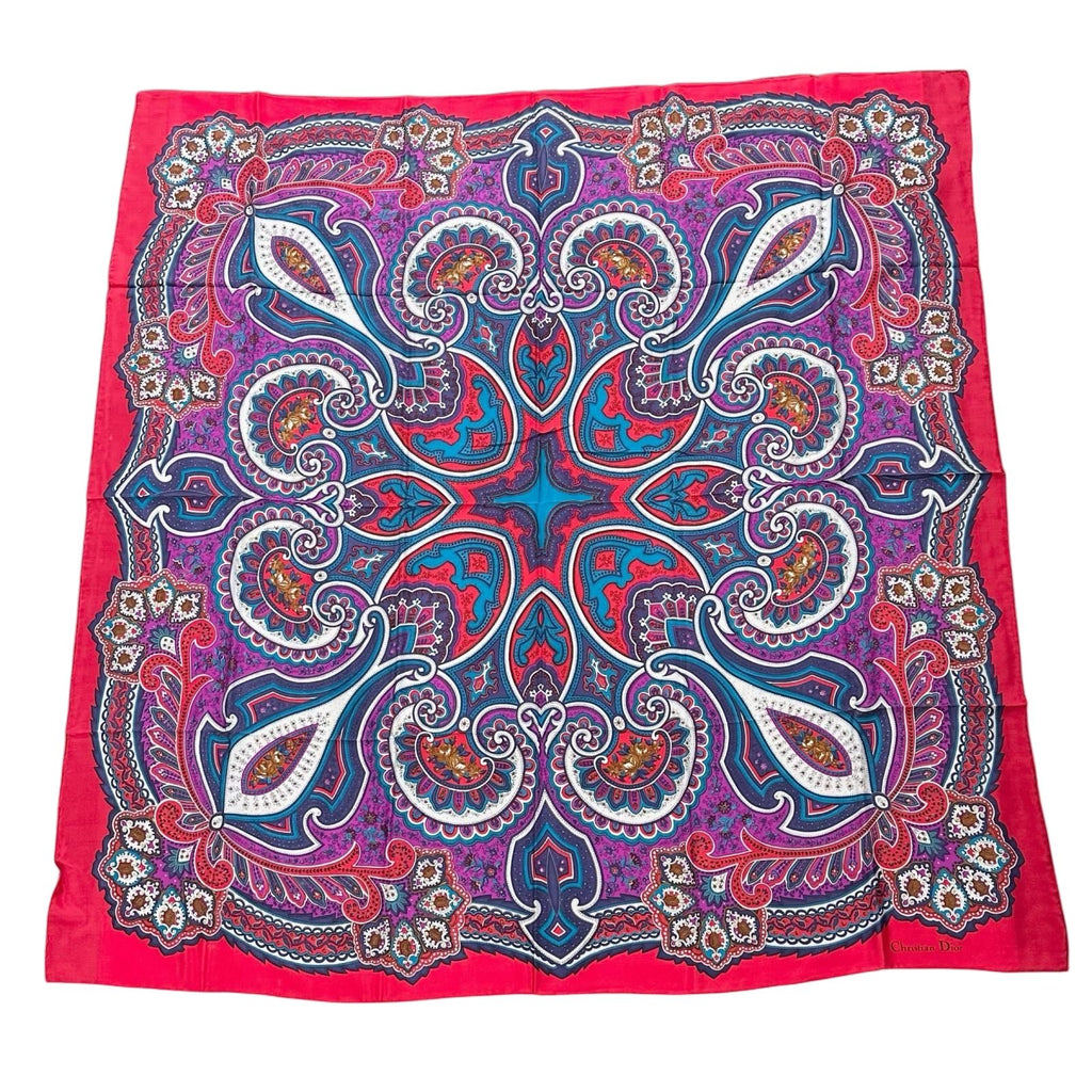 Dior Paisley Silk Purple Red Scarf