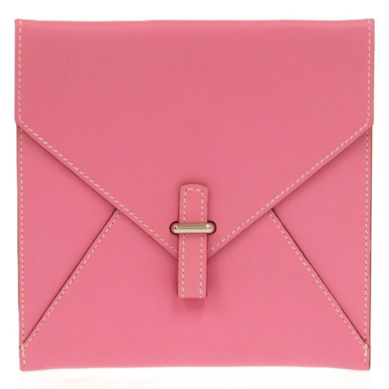 Hermes Pochette Bianca Leather Silver Hardware Pink Pouch 1083