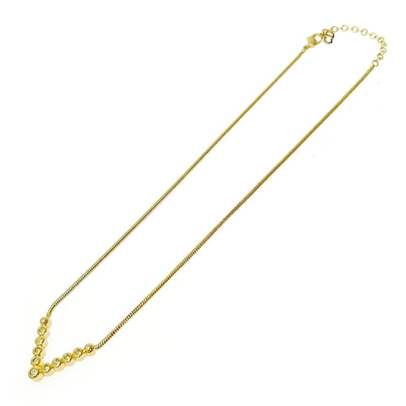 Christian Dior GP Rhinestone V Motif Necklace Gold — view 2