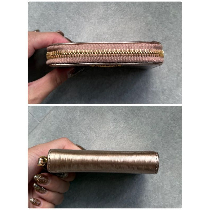 Prada Round Zipper Coin Case Card Viteromove Saffiano Pink Gold Box — view 2