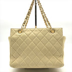 Chanel CC Logo Quilted Chain Tote Hand Ivory — view 2