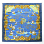 Hermes 90 Voiles De Lumiere Sailing Ship Of Light Blue Silk Scarf Box