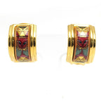Hermes Enamel Earrings Plated Animal Cat