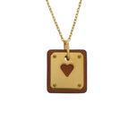 Hermes Ace Of Hearts Leather Metal Brown Necklace 1758 — view 2
