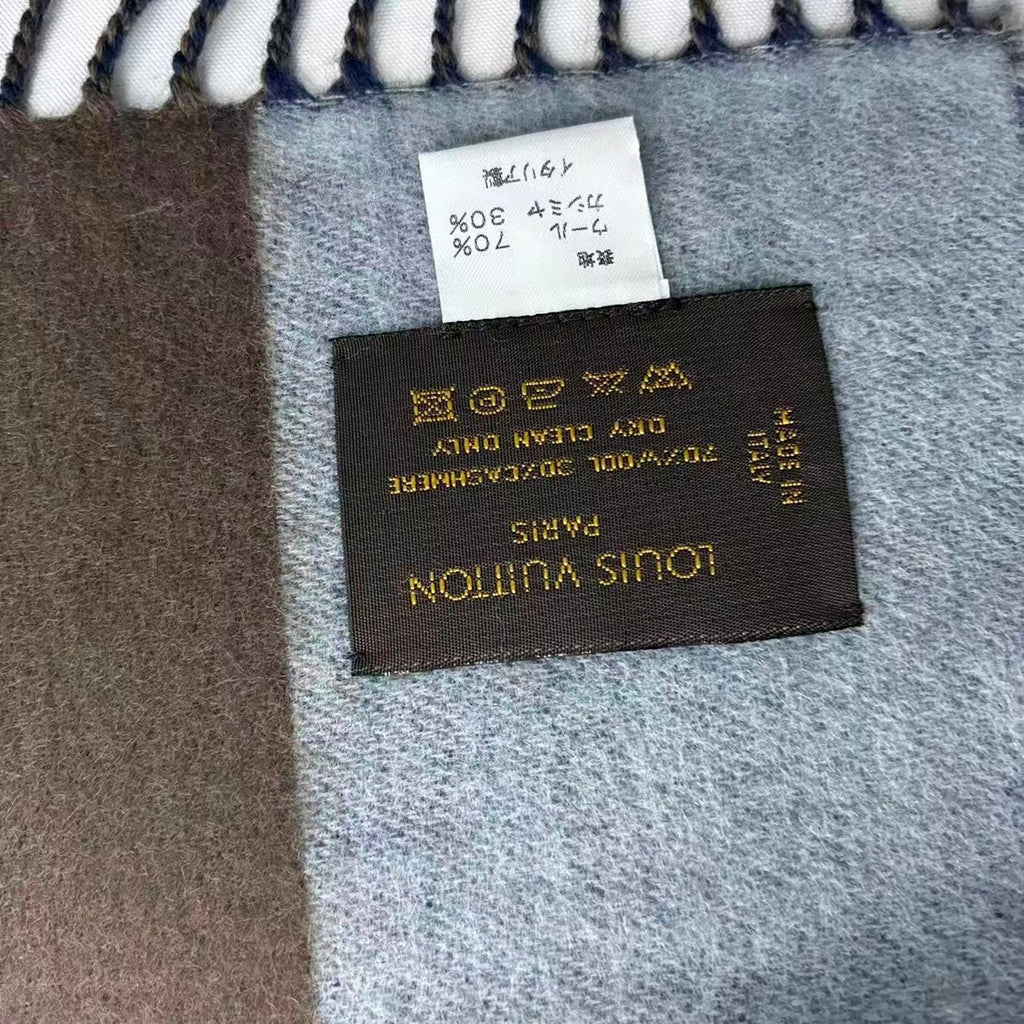 Louis Vuitton Muffler-v Logo Wool Cashmere Gray Scarf — view 3