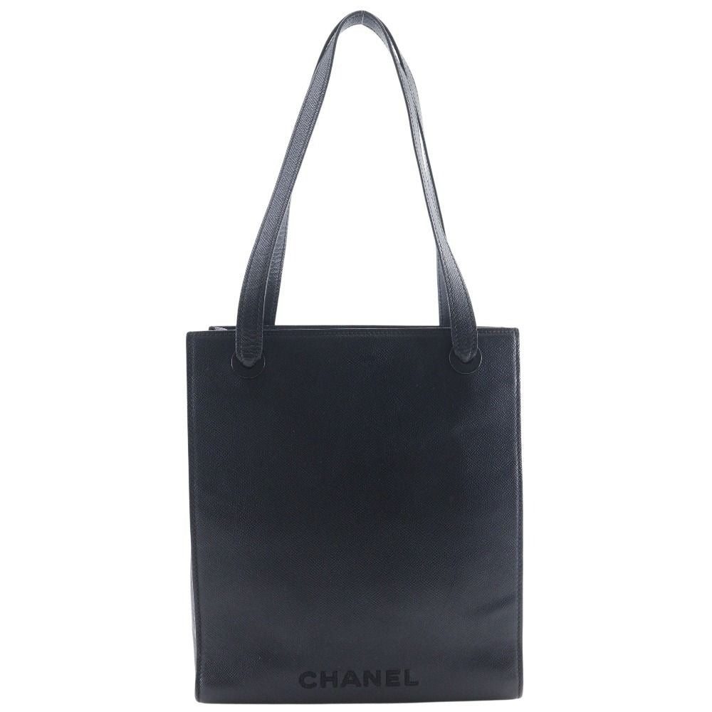 Chanel Logo Caviar Leather Black Tote