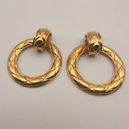Chanel Earrings CC Logo Round Gold Vintage