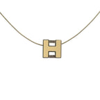 Hermes Cage Ash H Cube Metal Silver White Necklace 1034