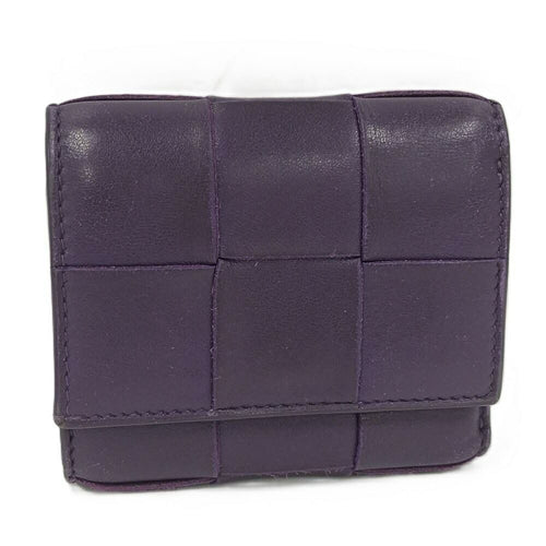 Bottega Veneta Trifold Wallet Intrecciato Small Leather Purple