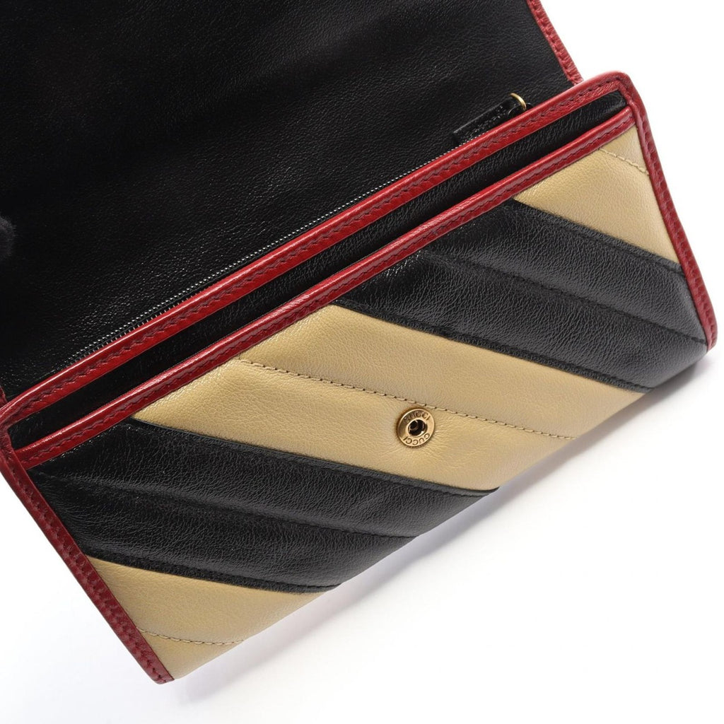 Gucci Bifold Long Wallet GG Marmont Black Beige Leather ZIP — view 9