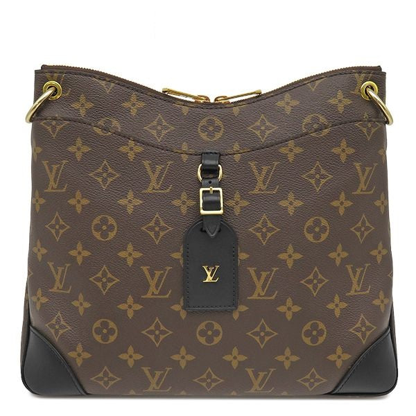 Louis Vuitton Shoulder Bag Odeon NM MM Monogram Canvas Leather Noir Gold Brown