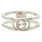 Gucci Interlocking Wide Open Band Ring Silver