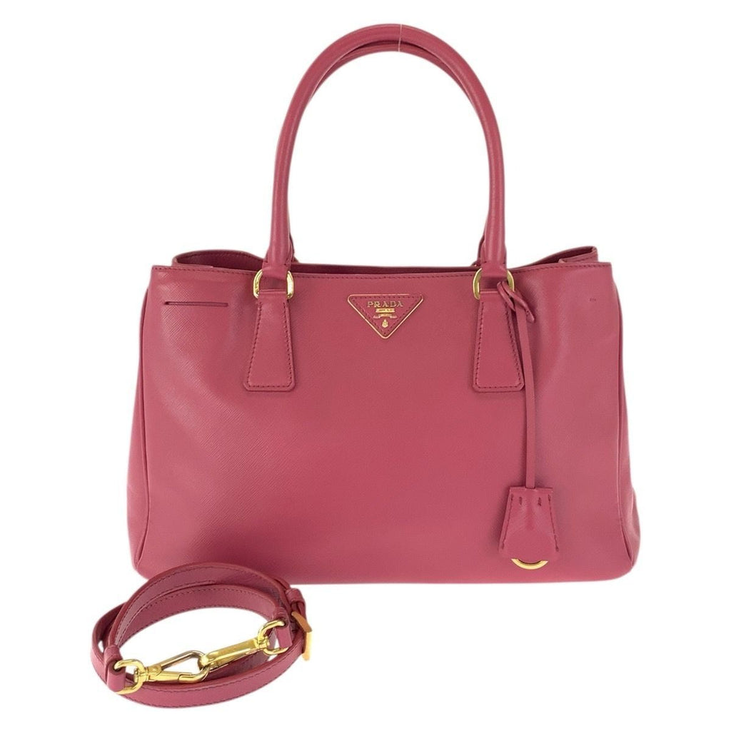 Prada Saffiano Galleria 2-Way Pink Gold Leather Shoulder Bag