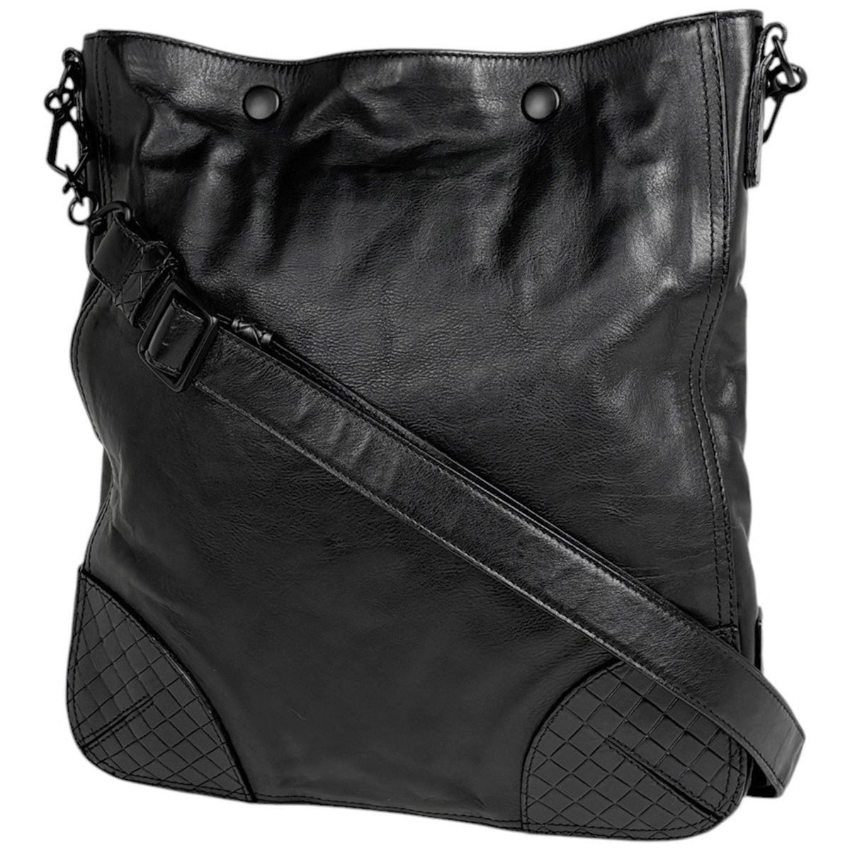 Bottega Veneta Intrecciato Scorpito Shoulder Bag Leather Black