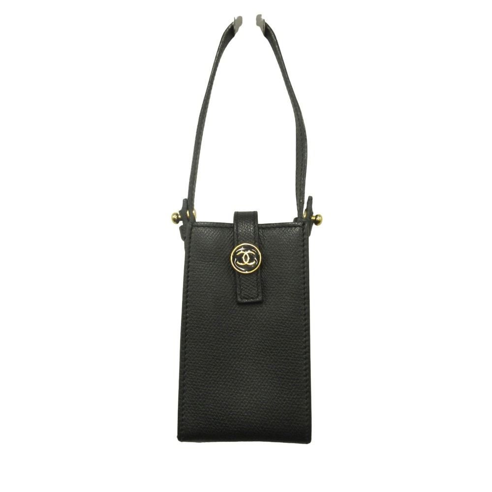 Chanel Cigarette Case Tobacco CC Logo Leather Pouch Charm Black