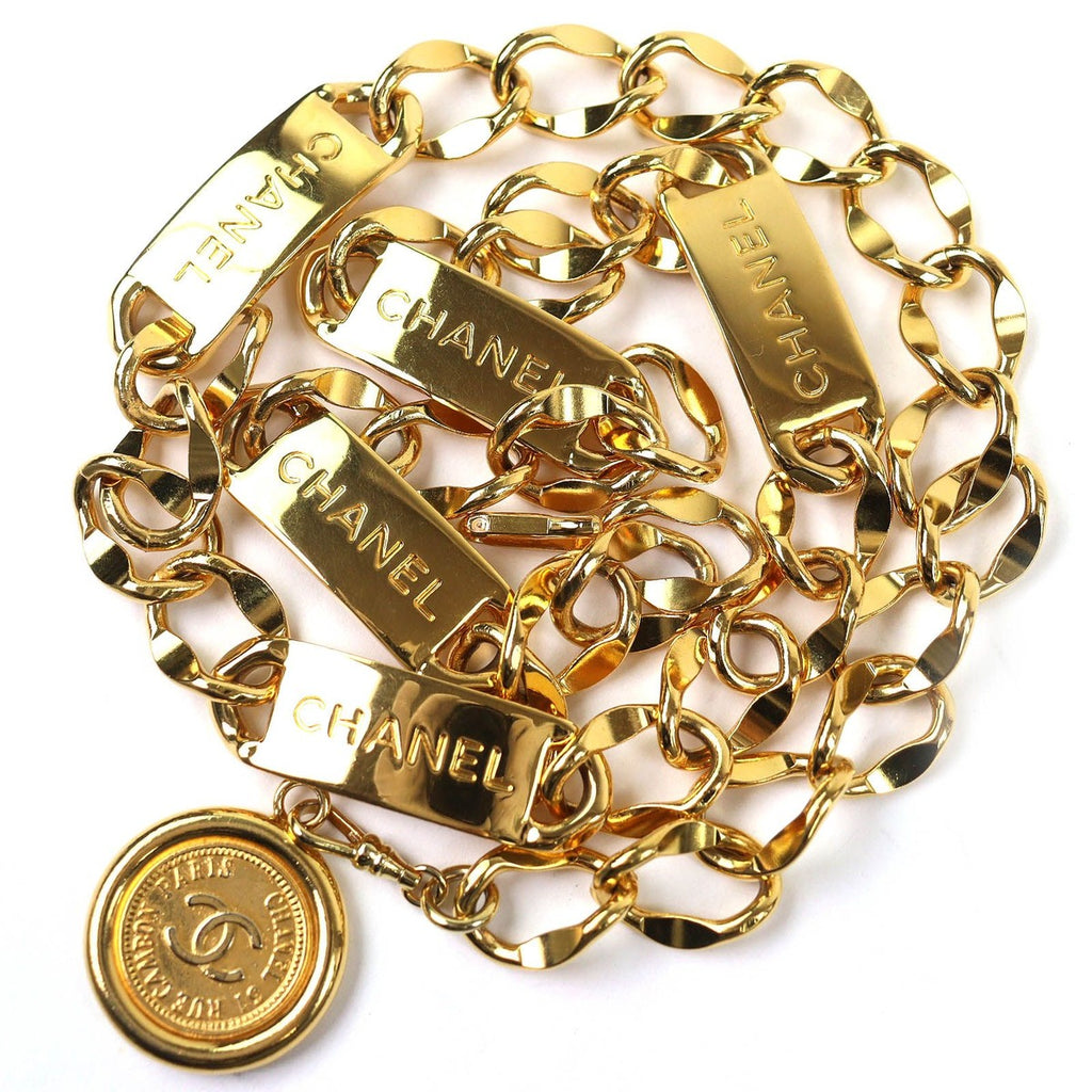 Chanel CC Logo Coin Motif Plate Chain