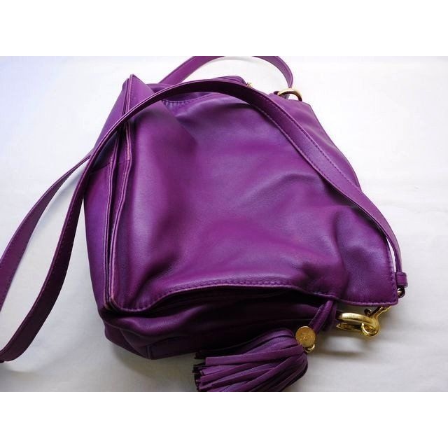 Loewe Flamenco Leather Fringe Shoulder Bag Purple — view 2