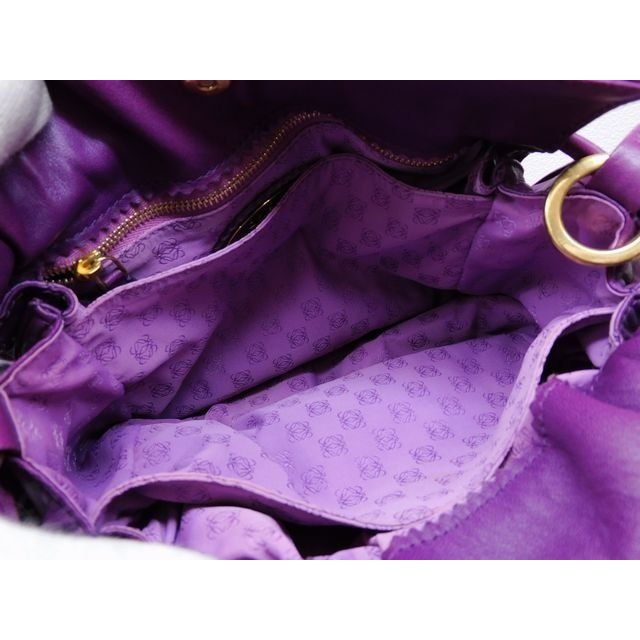 Loewe Flamenco Leather Fringe Shoulder Bag Purple — view 3