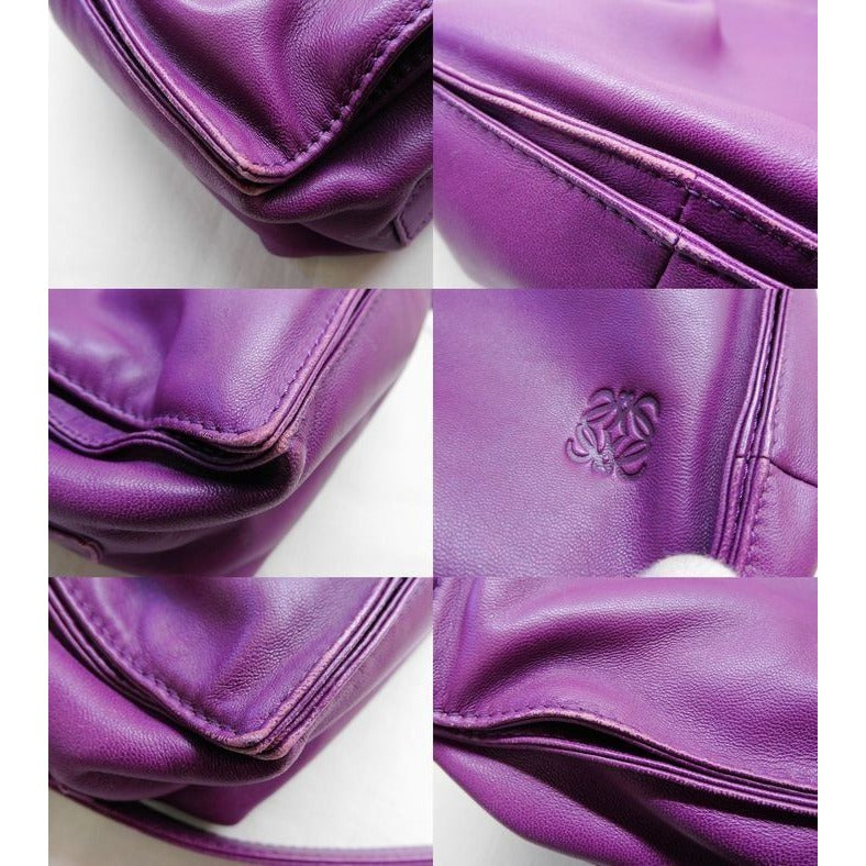 Loewe Flamenco Leather Fringe Shoulder Bag Purple — view 5