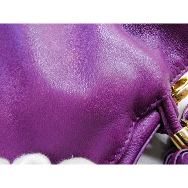 Loewe Flamenco Leather Fringe Shoulder Bag Purple — view 6