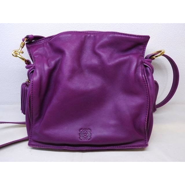 Loewe Flamenco Leather Fringe Shoulder Bag Purple