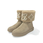 Louis Vuitton Snowdrop Line Monogram Boots Short Shoes Suede Mouton Beige