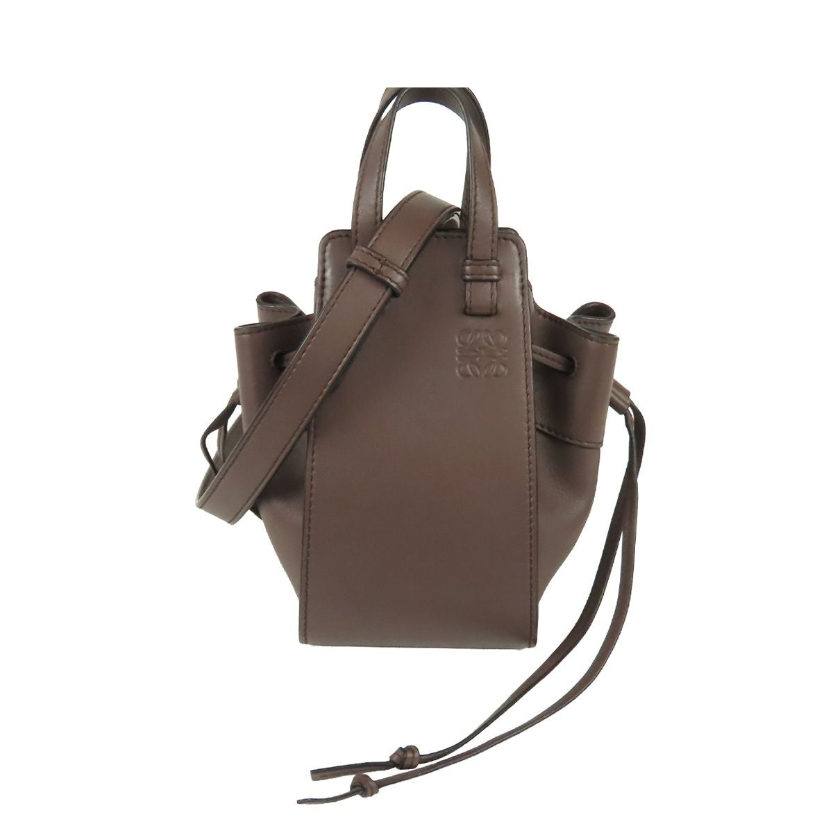 Loewe Hammock Drawstring Mini Brown Leather 2-Way Shoulder Bag