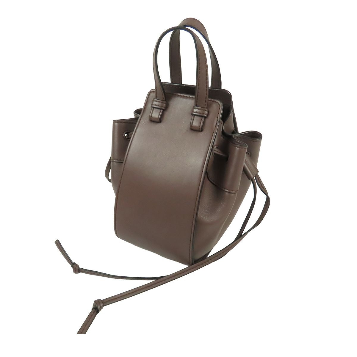 Loewe Hammock Drawstring Mini Brown Leather 2-Way Shoulder Bag — view 2