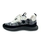 Hermes Glam Sneakers Shoes Leather Suede Black White Bandana Pattern — view 3
