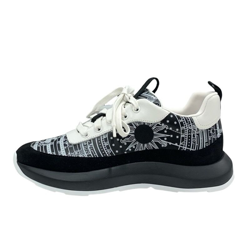 Hermes Glam Sneakers Shoes Leather Suede Black White Bandana Pattern — view 3