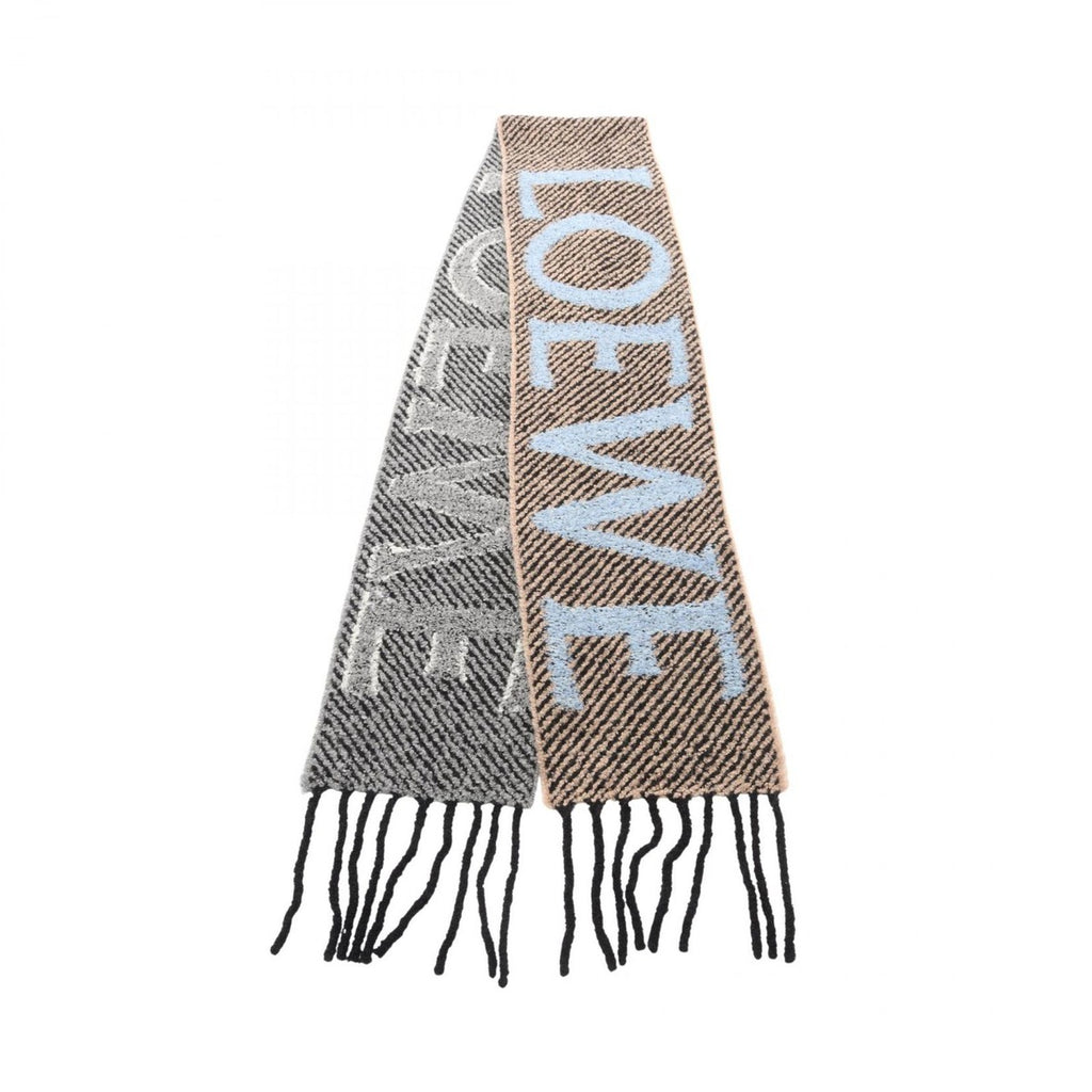Loewe Scarf Wool Brown Gray Multicolor — view 2