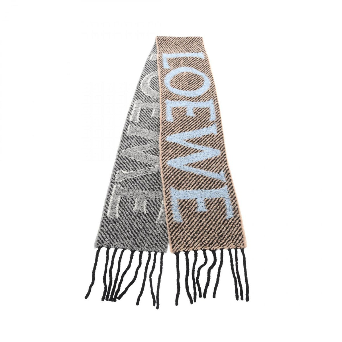 Loewe Scarf Wool Brown Gray Multicolor — view 2