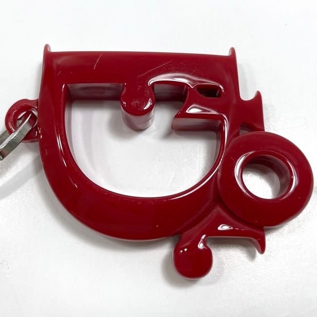 Christian Dior Key Ring Red Silver Plastic — view 4