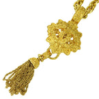 Chanel Necklace CC Logo Fringe Metal Gold Plated Long