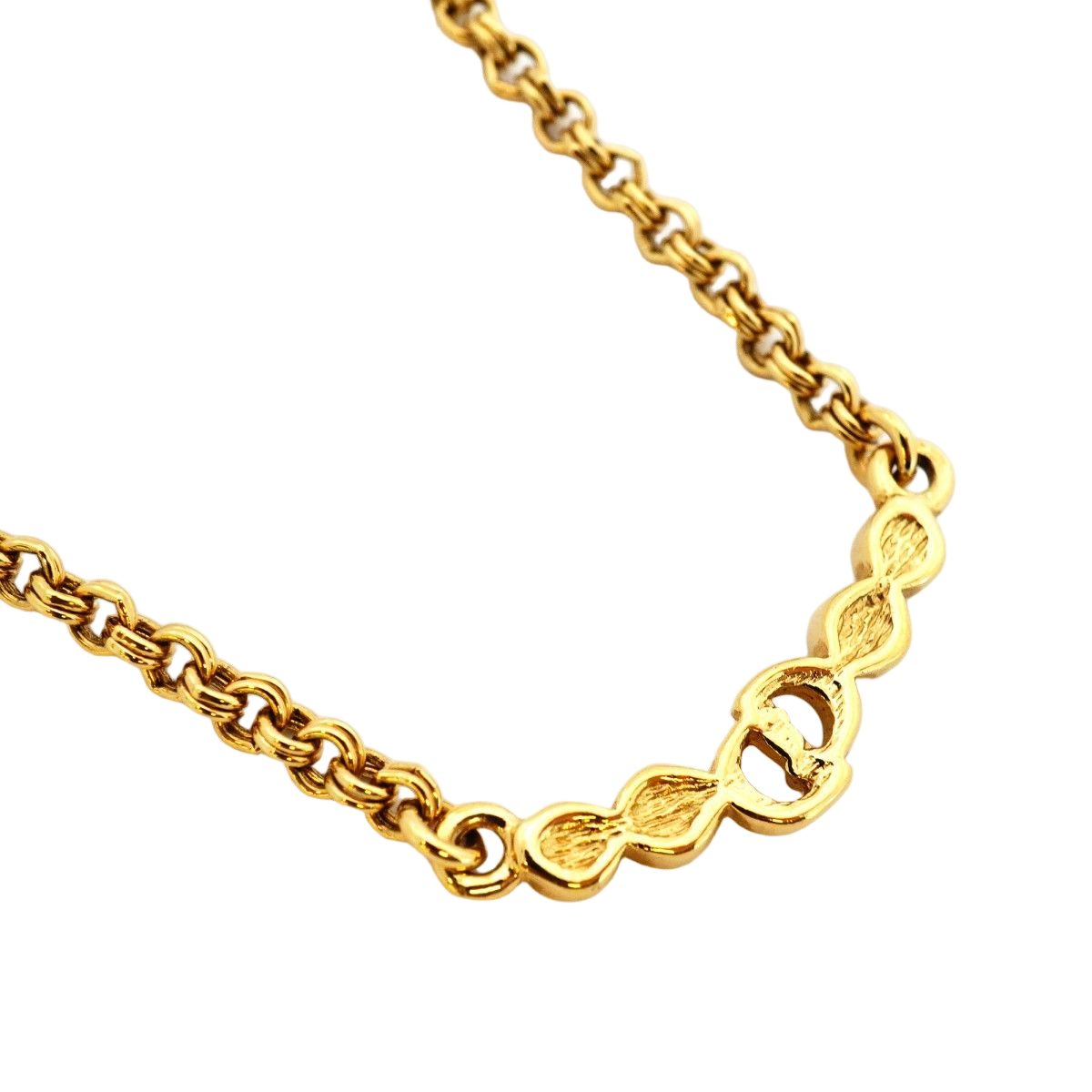 Dior Necklace CD Logo Gold Plated Rhinestone — view 2