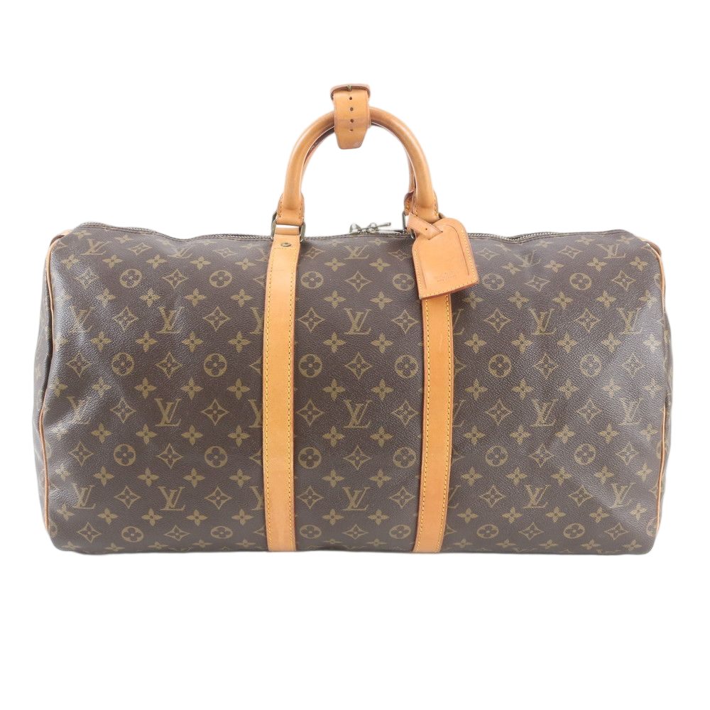 Louis Vuitton Monogram Keepall 55 Leather Boston Bag Tote