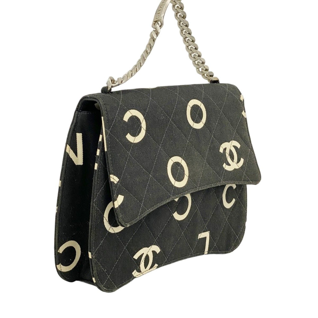 Chanel Handbag Canvas Black White Silver — view 2