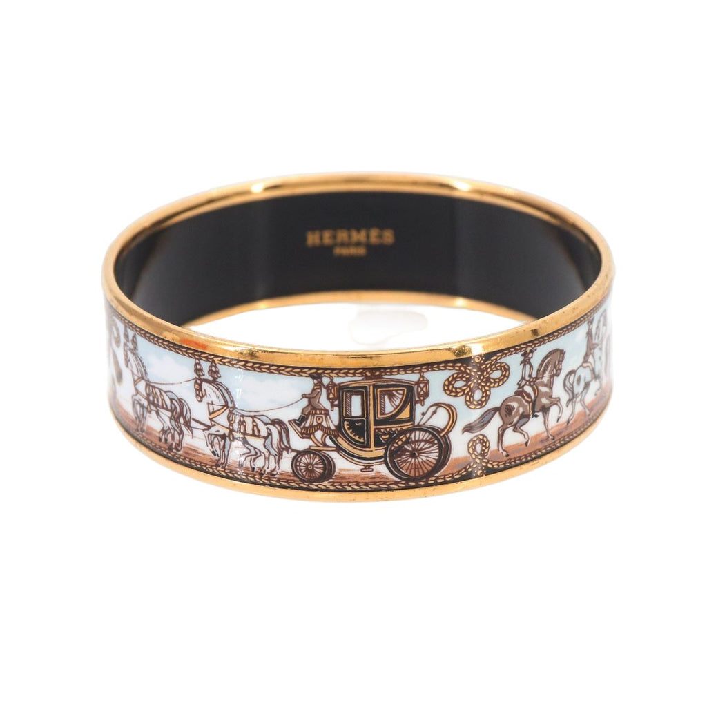 Hermes Enamel GM Bangle Bracelet Multicolor Gold Carriage Email GM