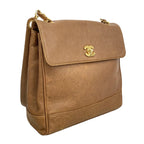 Chanel Shoulder Bag Triple Coco Caviar Leather Brown Gold — view 2