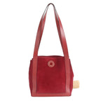 Celine Circle Logo Red Leather Tote Shoulder Handbag