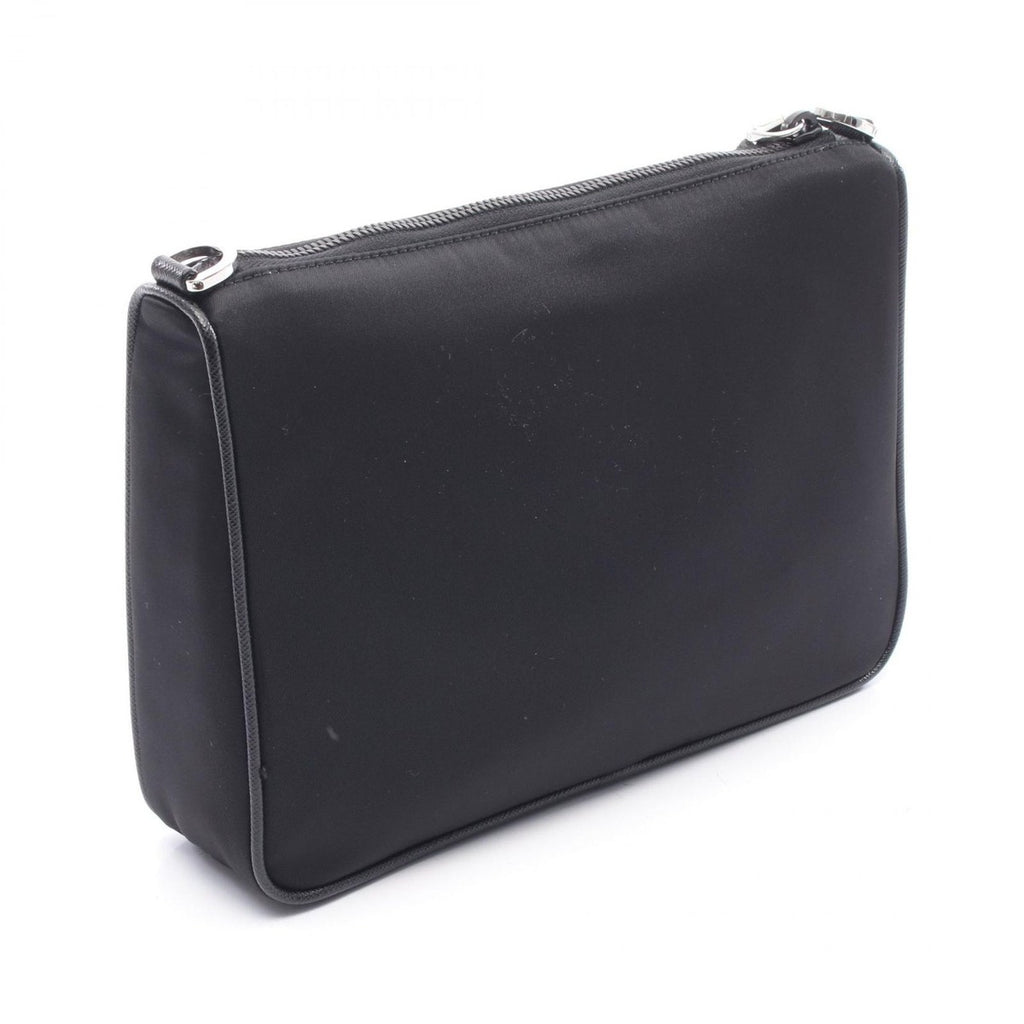 Prada Shoulder Bag Saffiano Travel Black Nylon Leather — view 2