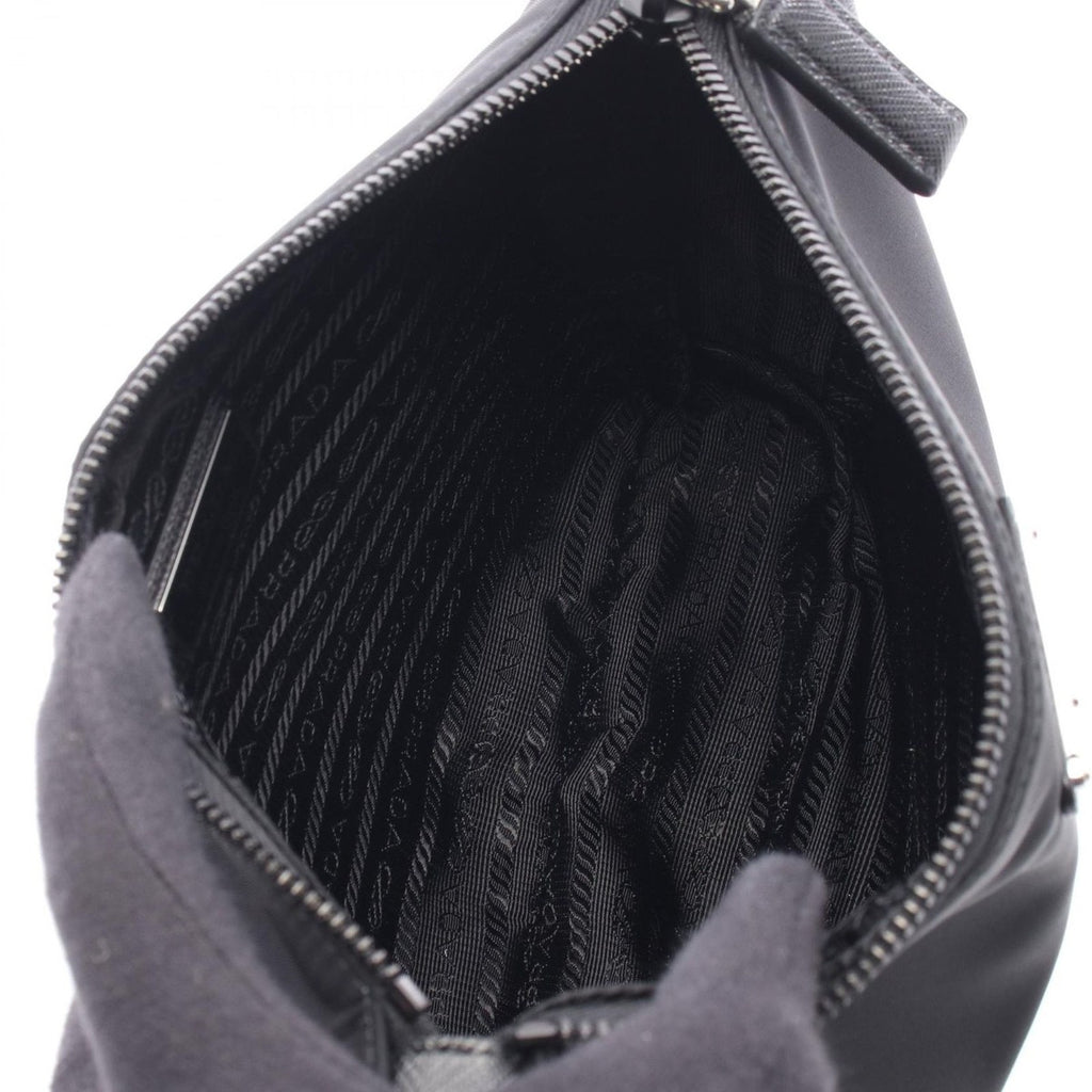 Prada Shoulder Bag Saffiano Travel Black Nylon Leather — view 3
