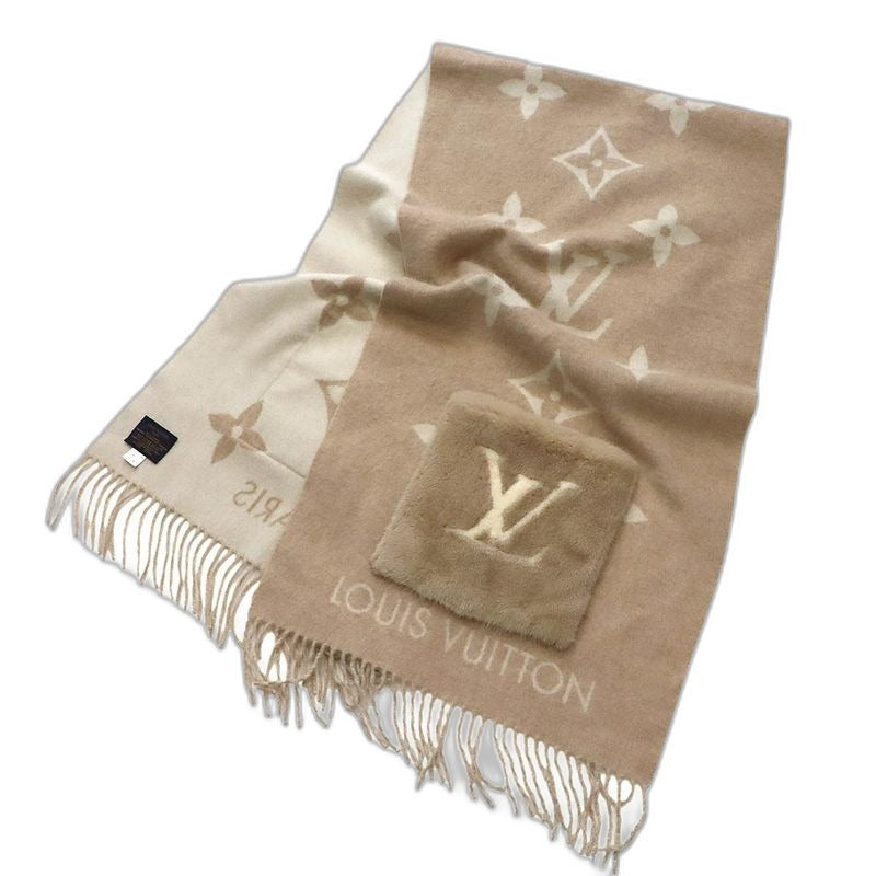 Louis Vuitton Muffler Cold Reykjavik Cashmere 100% Beige Scarf